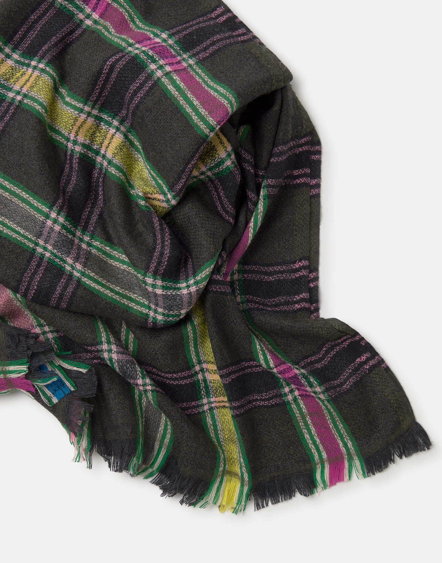 Foulard à carreaux avec franges courtes