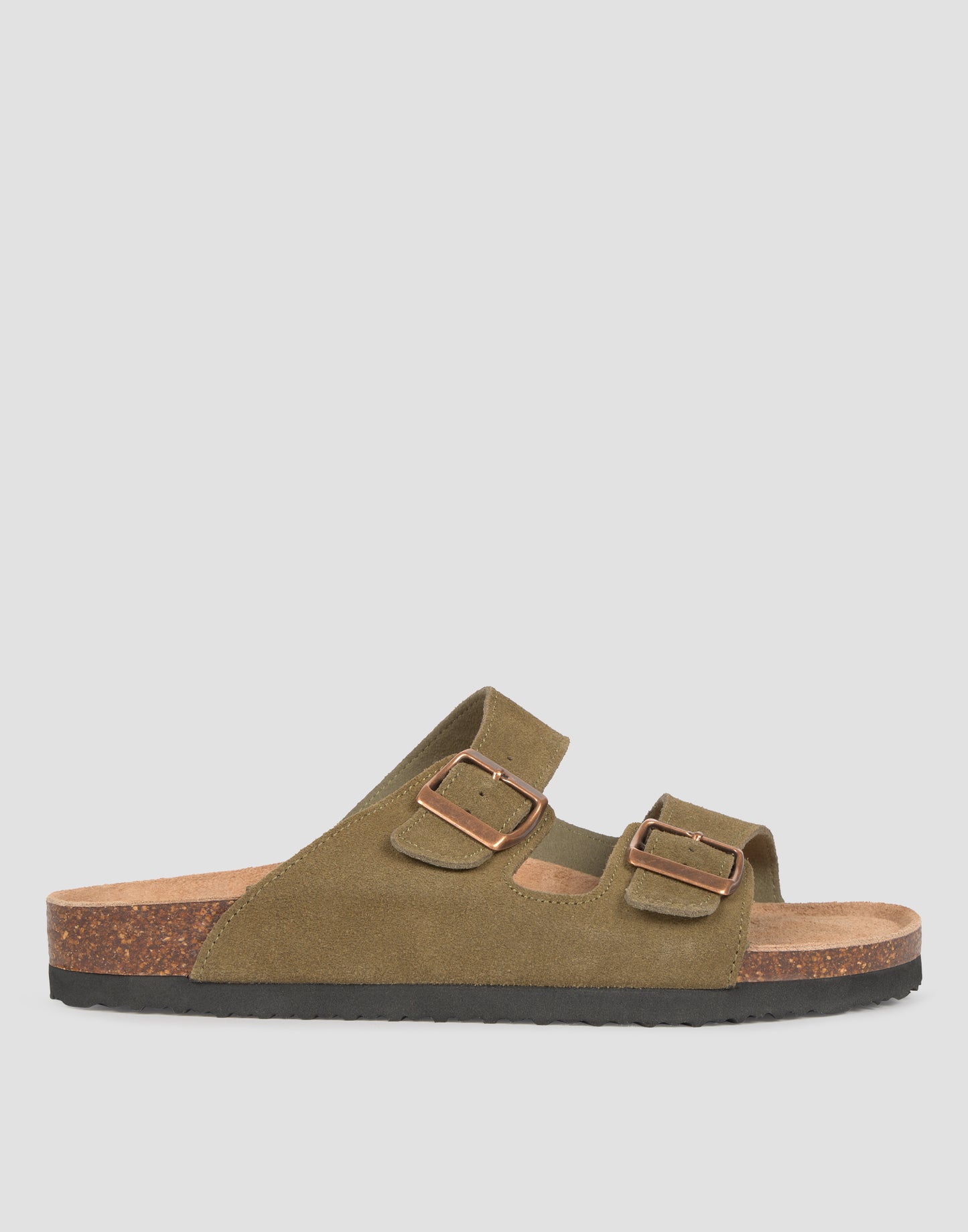 Ergonomic double-buckle leather sandal