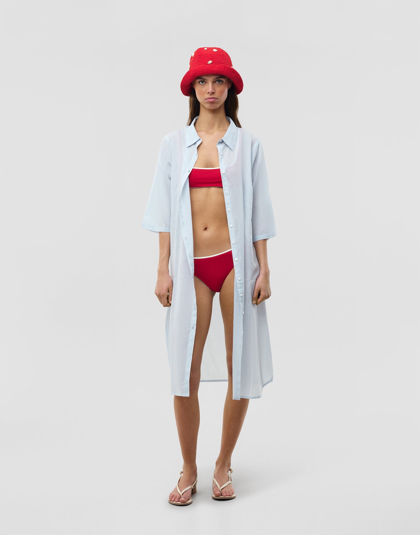 Haut de bikini rouge avec liseré