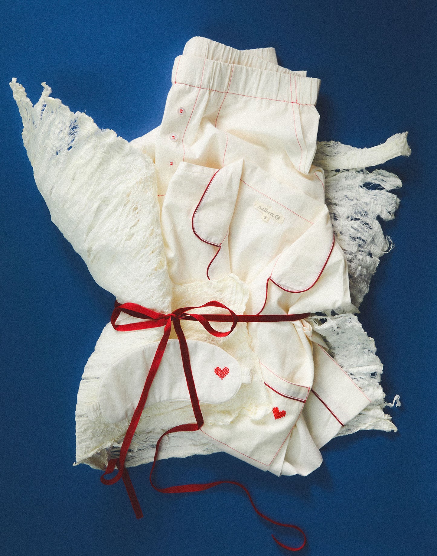 Pigiama in popeline con cuore ricamato Jaya