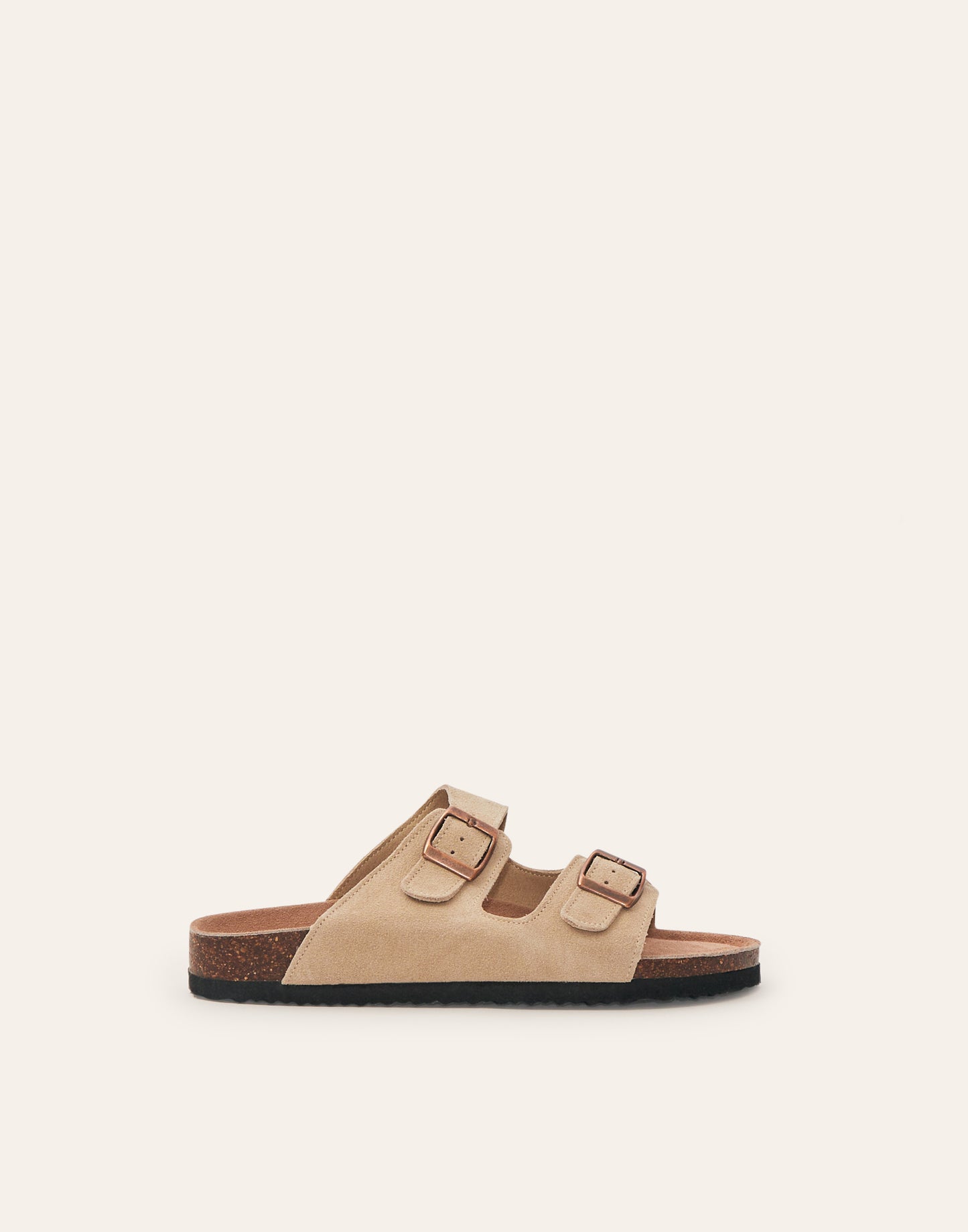 Sandal with double buckle ergonomic leather