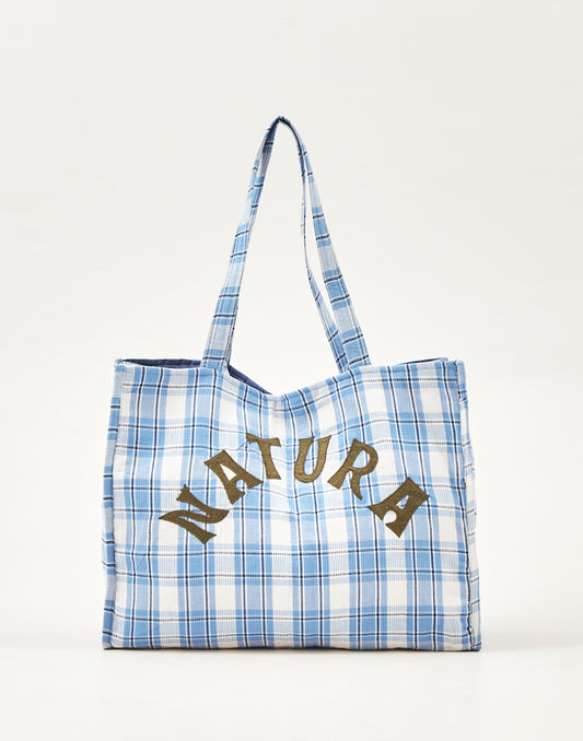 Natura plaid shopper bag