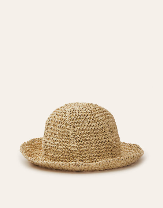 Plain beige bucket hat