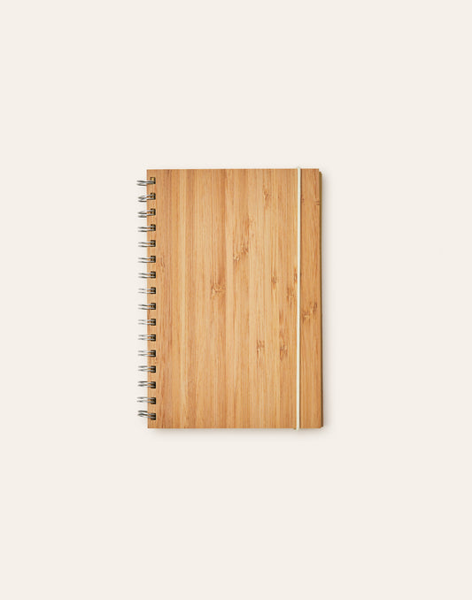 A5 Notizbuch mit Bambusdeckel und Gummiband