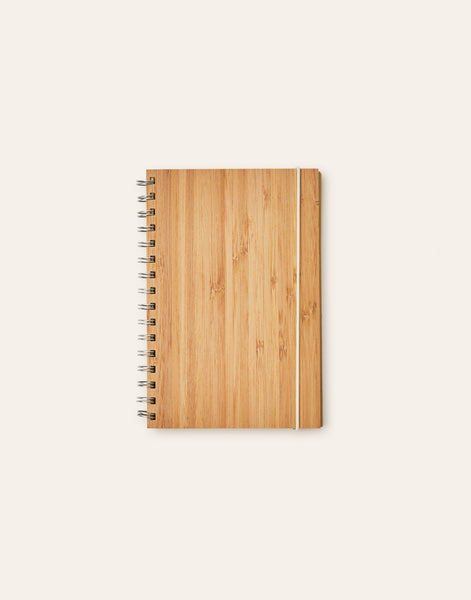 A5 Notizbuch mit Bambusdeckel und Gummiband