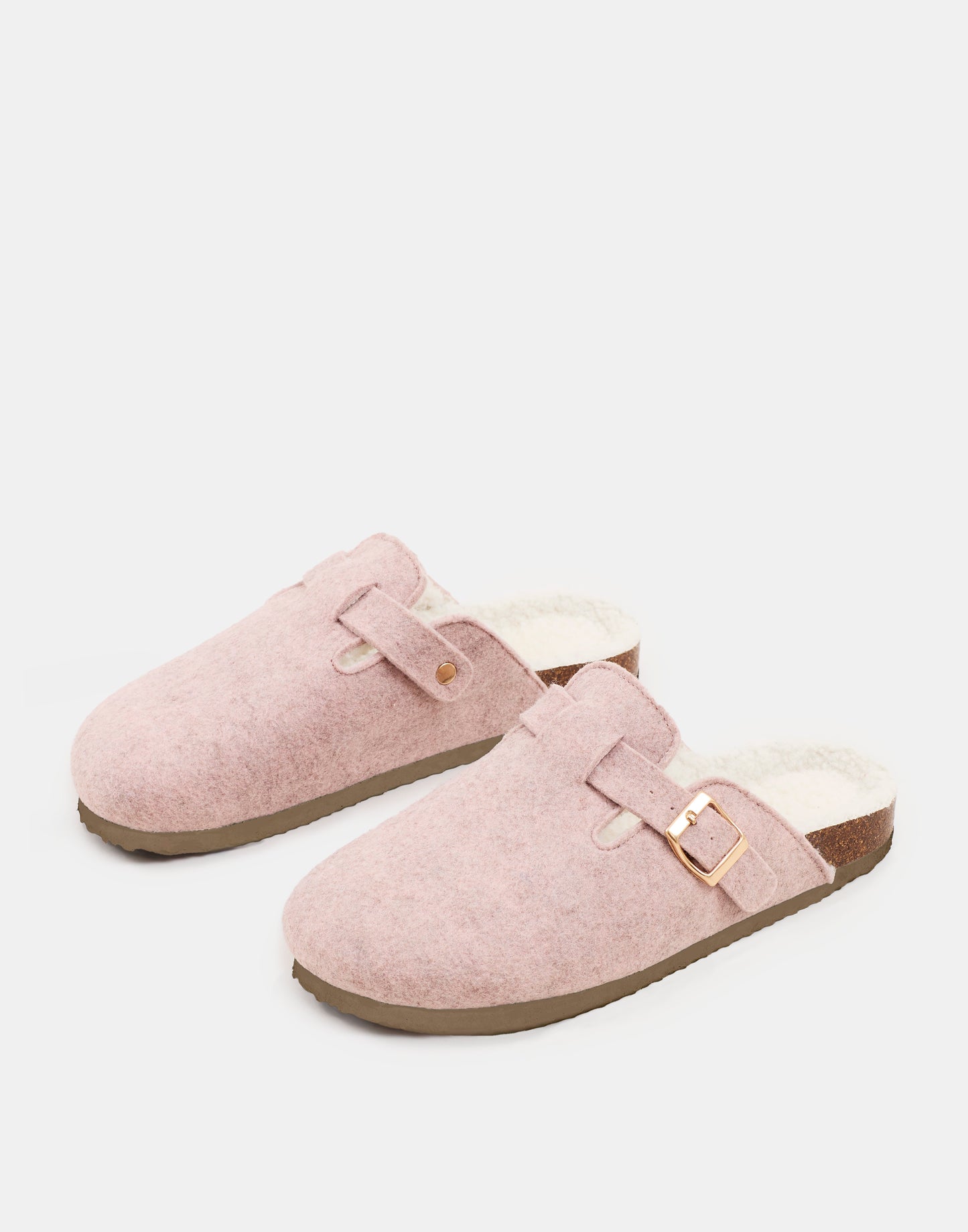 Felt clog with shearling interior