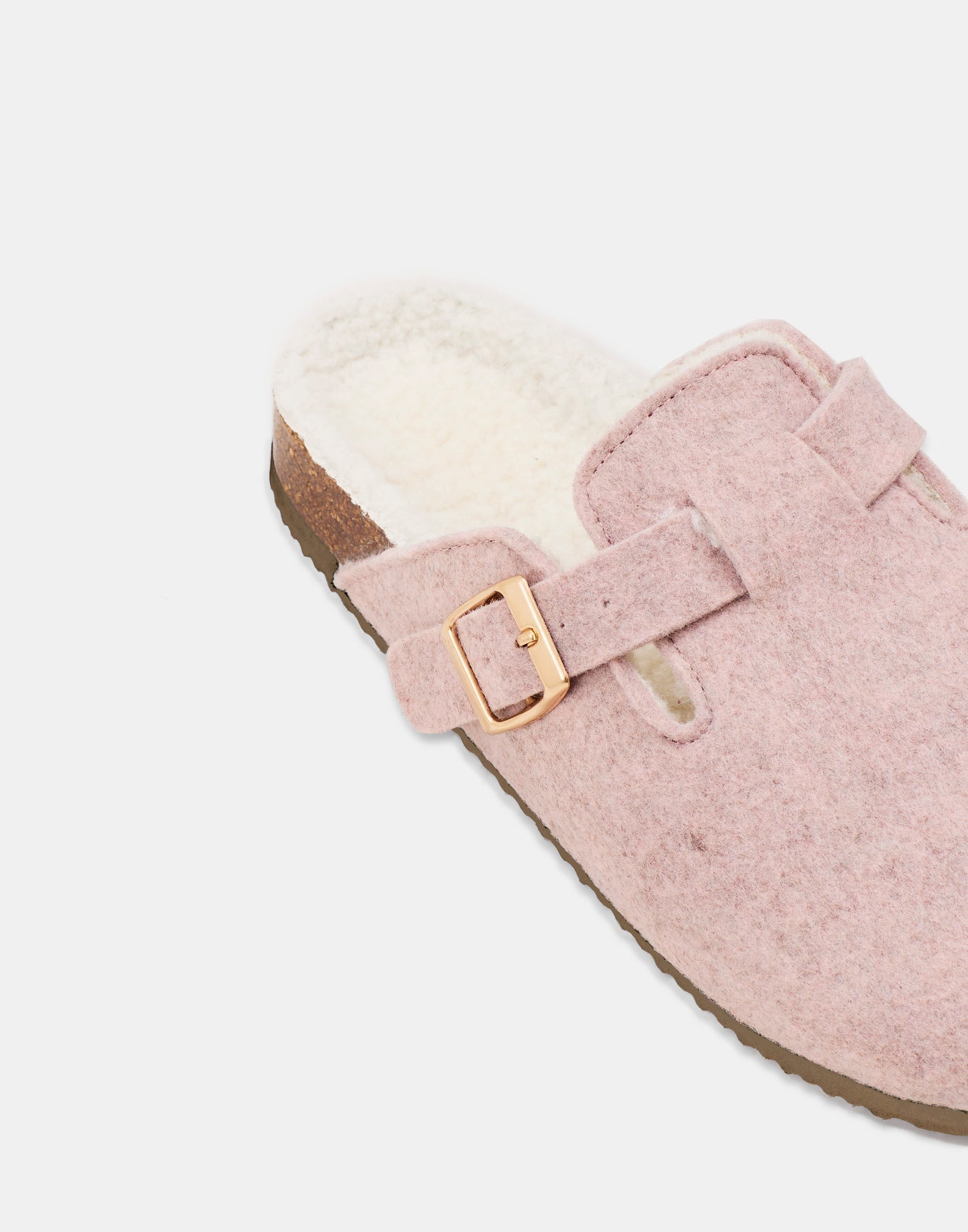 Felt clog with shearling interior