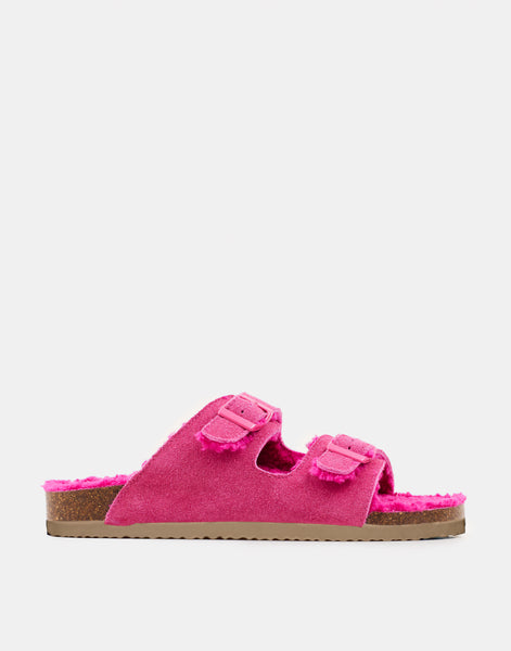 Ergonomic furry suede sandal