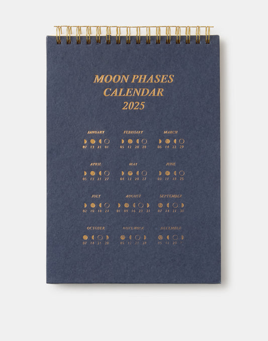 Desk calendar with moon phases