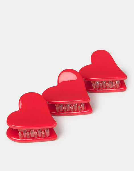 Set di 3 mollette per capelli a forma di cuore