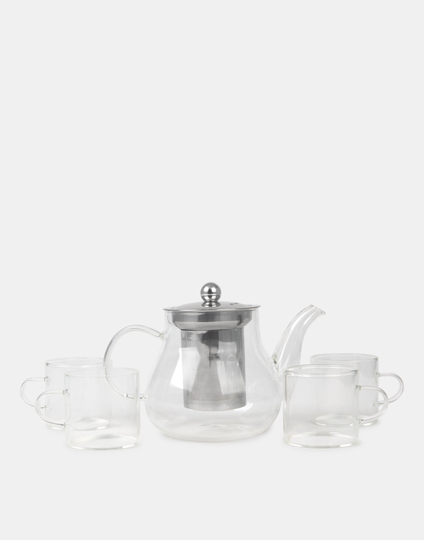 Glass teapot set with 4 cups