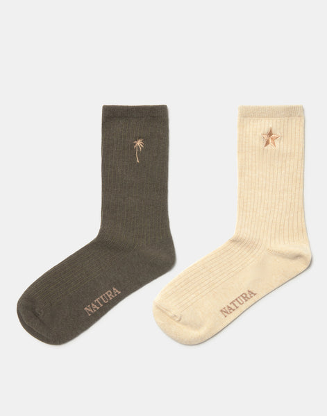 Set de 2 chaussettes palmier et étoile