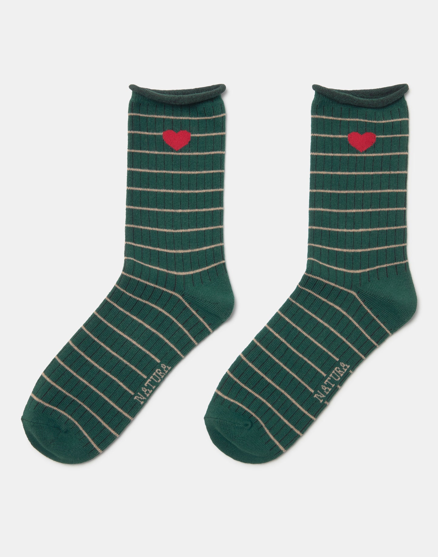 Chaussettes rayées à cœur