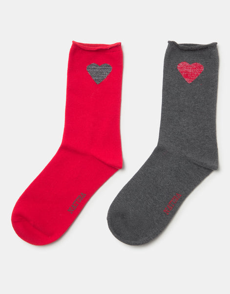 Lot de 2 chaussettes avec motif cœur