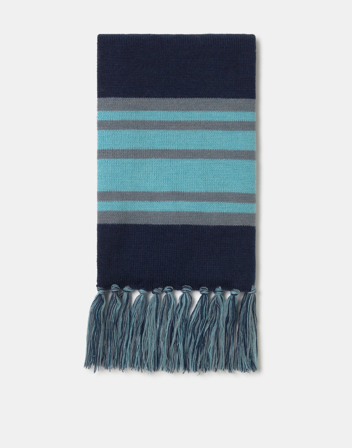 Scarf with stripes and fringed ends