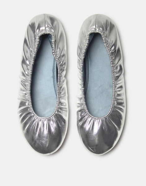 Silver ballet flats