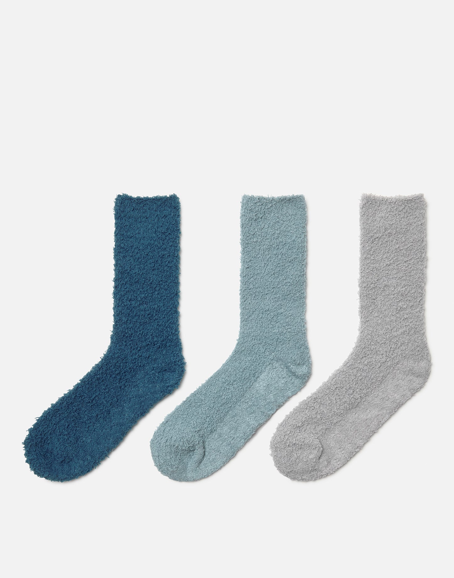 Set of 3 plain fluffy socks for men