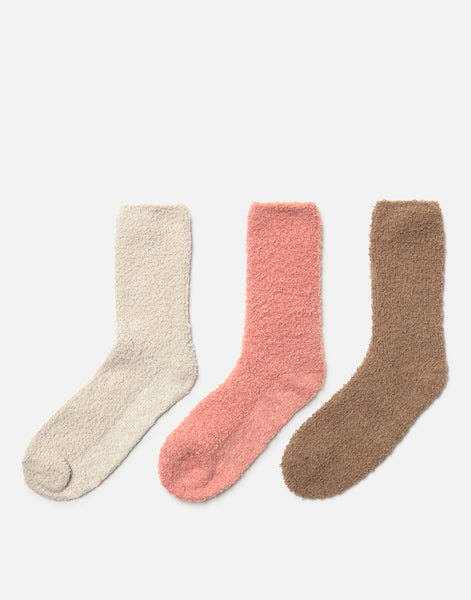 Ensemble de 3 chaussettes unies fluffy