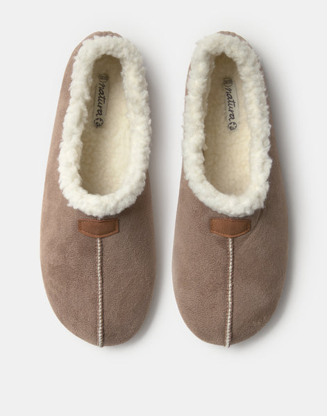 Leather-effect closed slipper