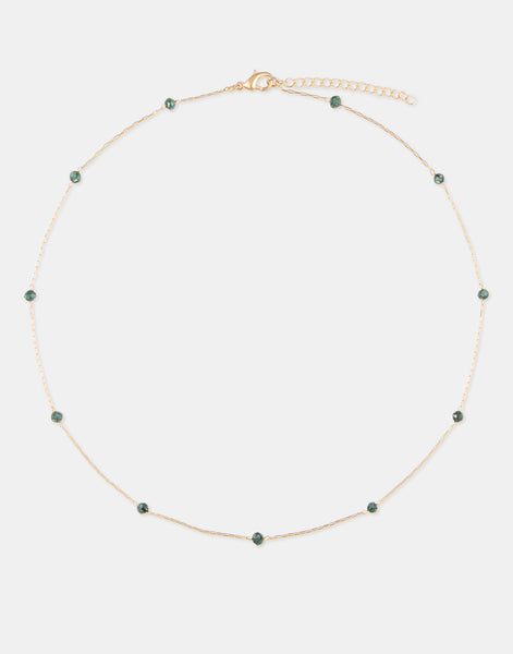 Gold necklace with color stones