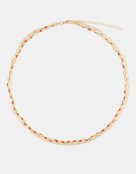 Double Gold Beads Necklace