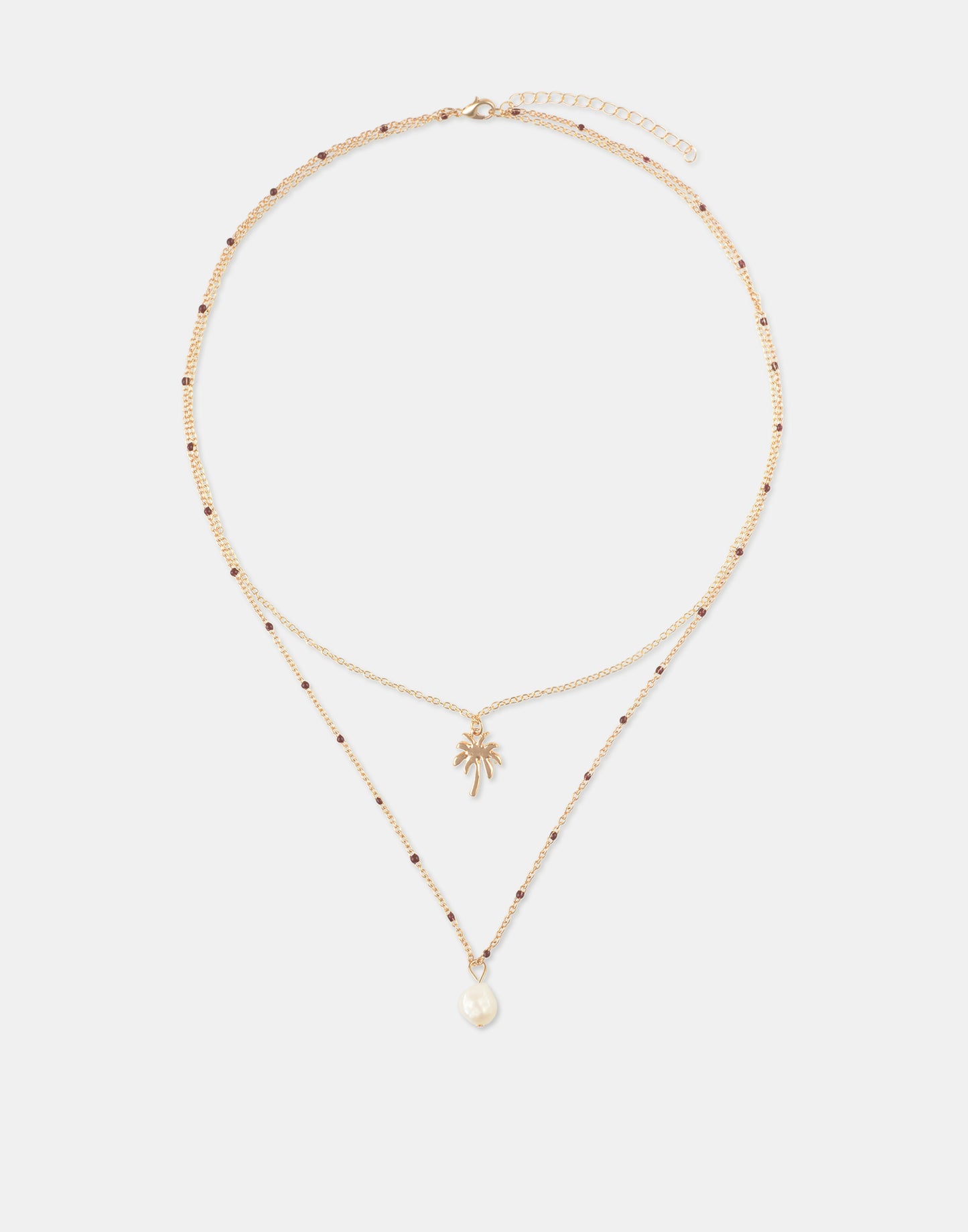 Collier double palmiers perle