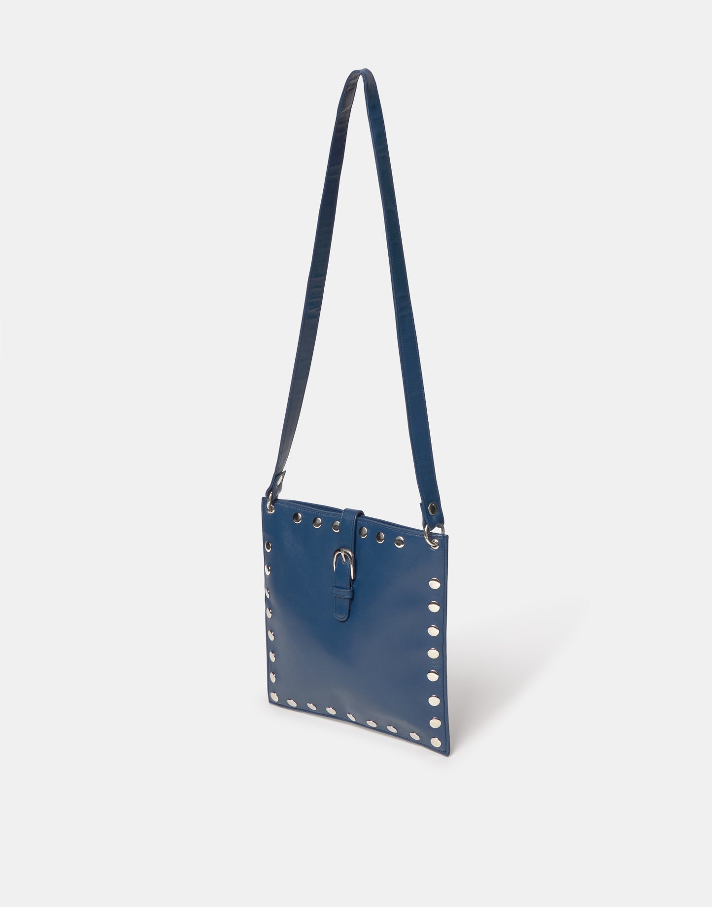 Blue leather bag with studs