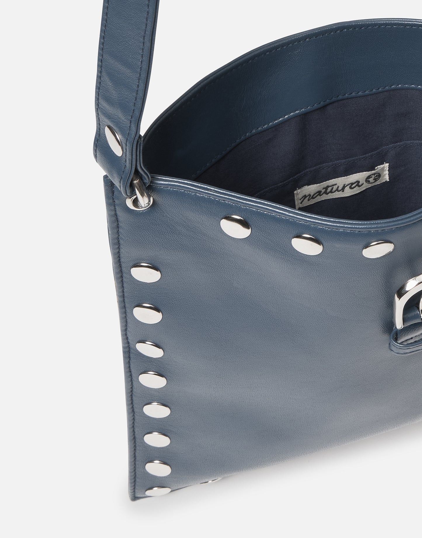 Blue leather bag with studs