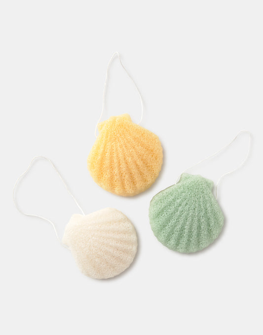 Set de 3 éponges Konjac coquillage