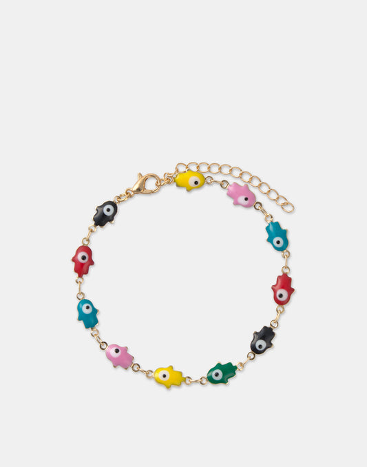 Bracciale con occhio turco e mano di Fatima