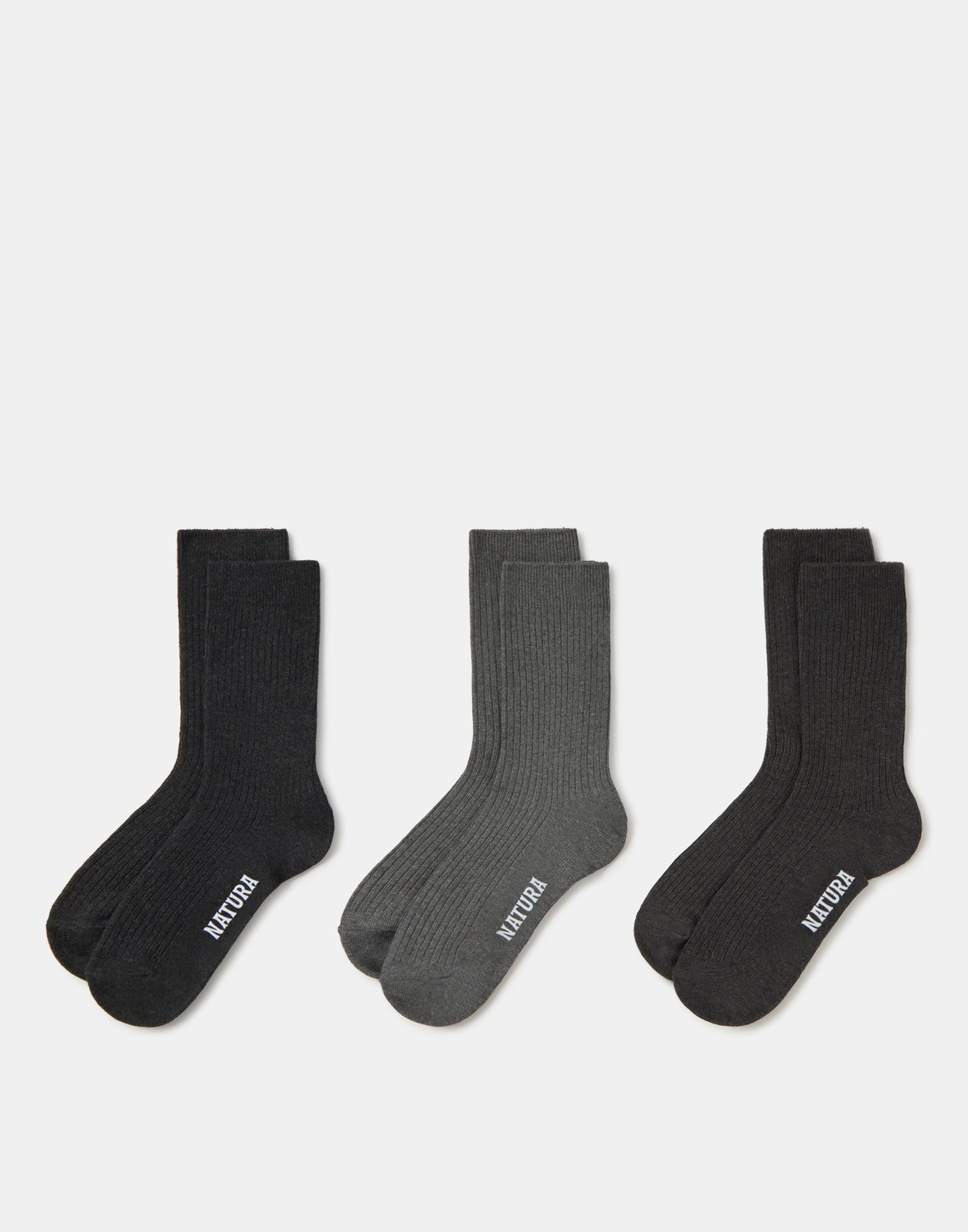 Set 3 calcetines canalé algodón