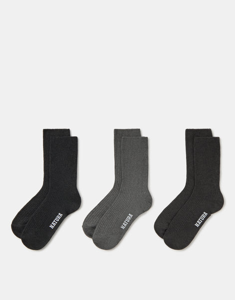 Set 3 calcetines canalé algodón
