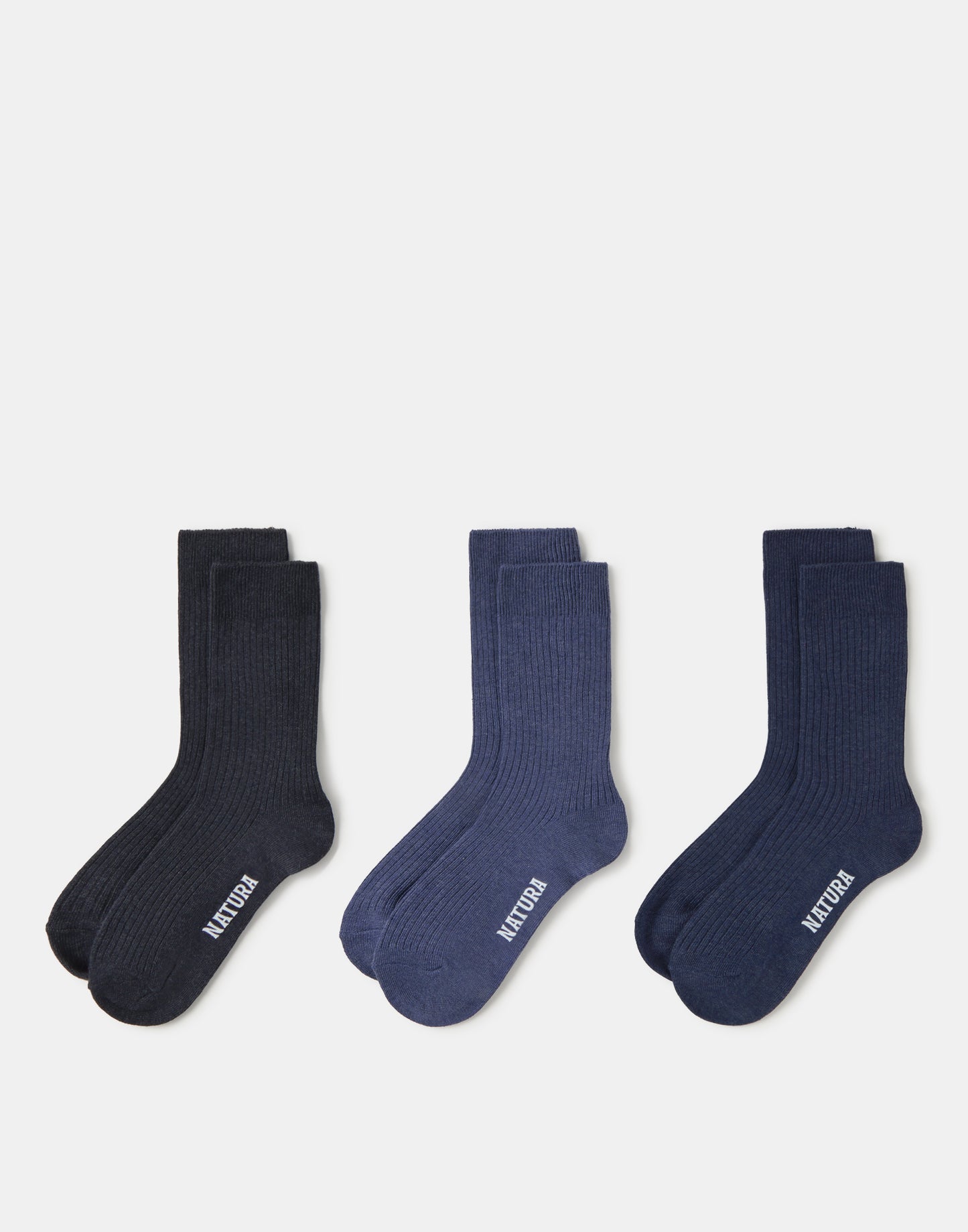 Set 3 calcetines canalé algodón