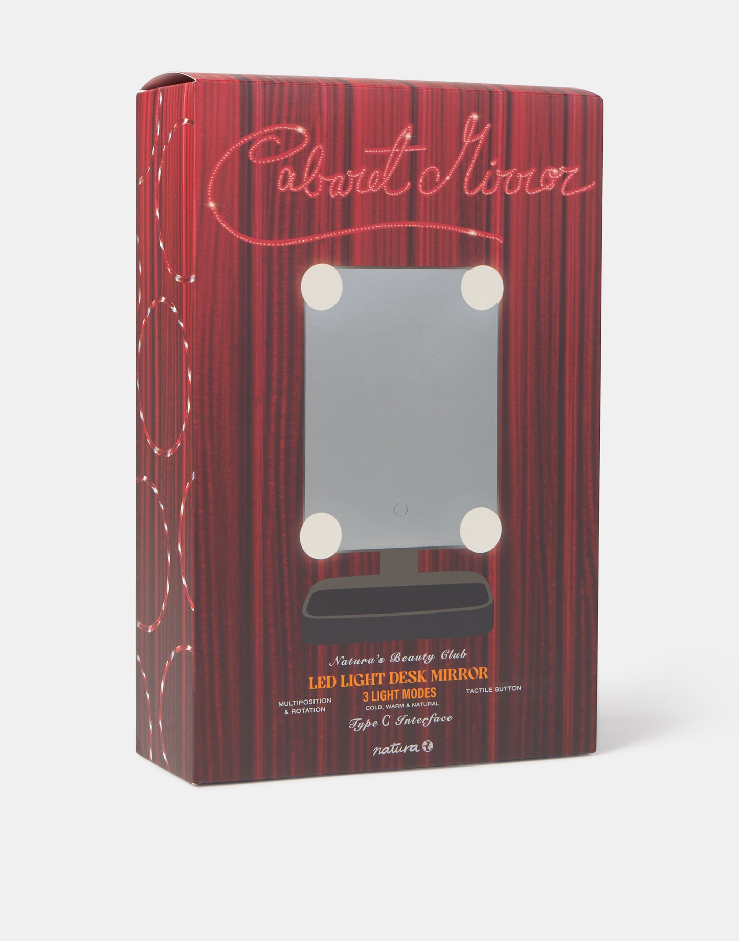 Tischspiegel mit 4 Glühbirnen