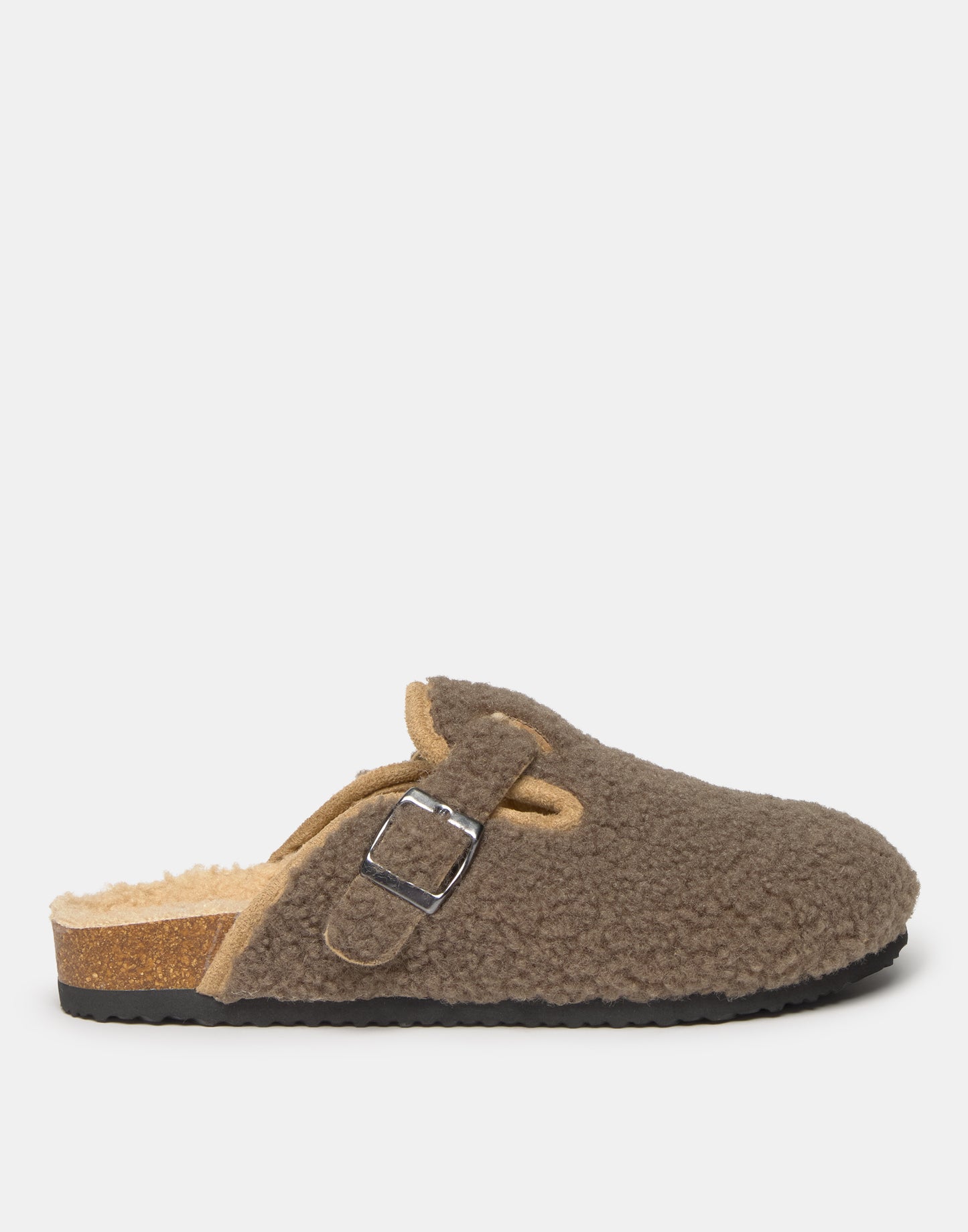 Clog mit Lammfell-Effekt und Kontrast-Innenfutter