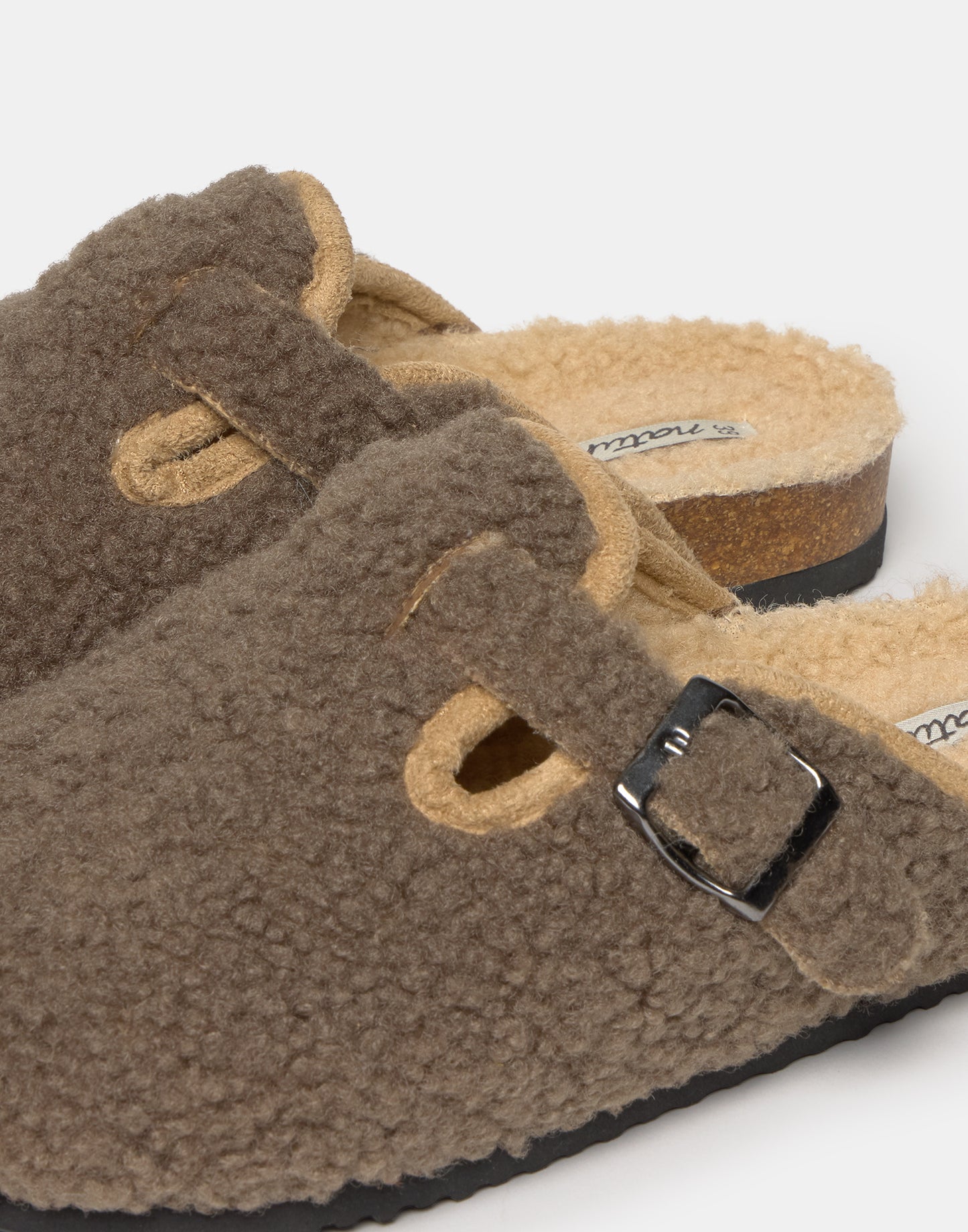 Clog mit Lammfell-Effekt und Kontrast-Innenfutter