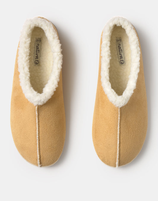 Leather-effect closed slipper
