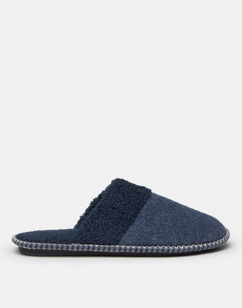 Pantofole uomo in feltro effetto pelliccia