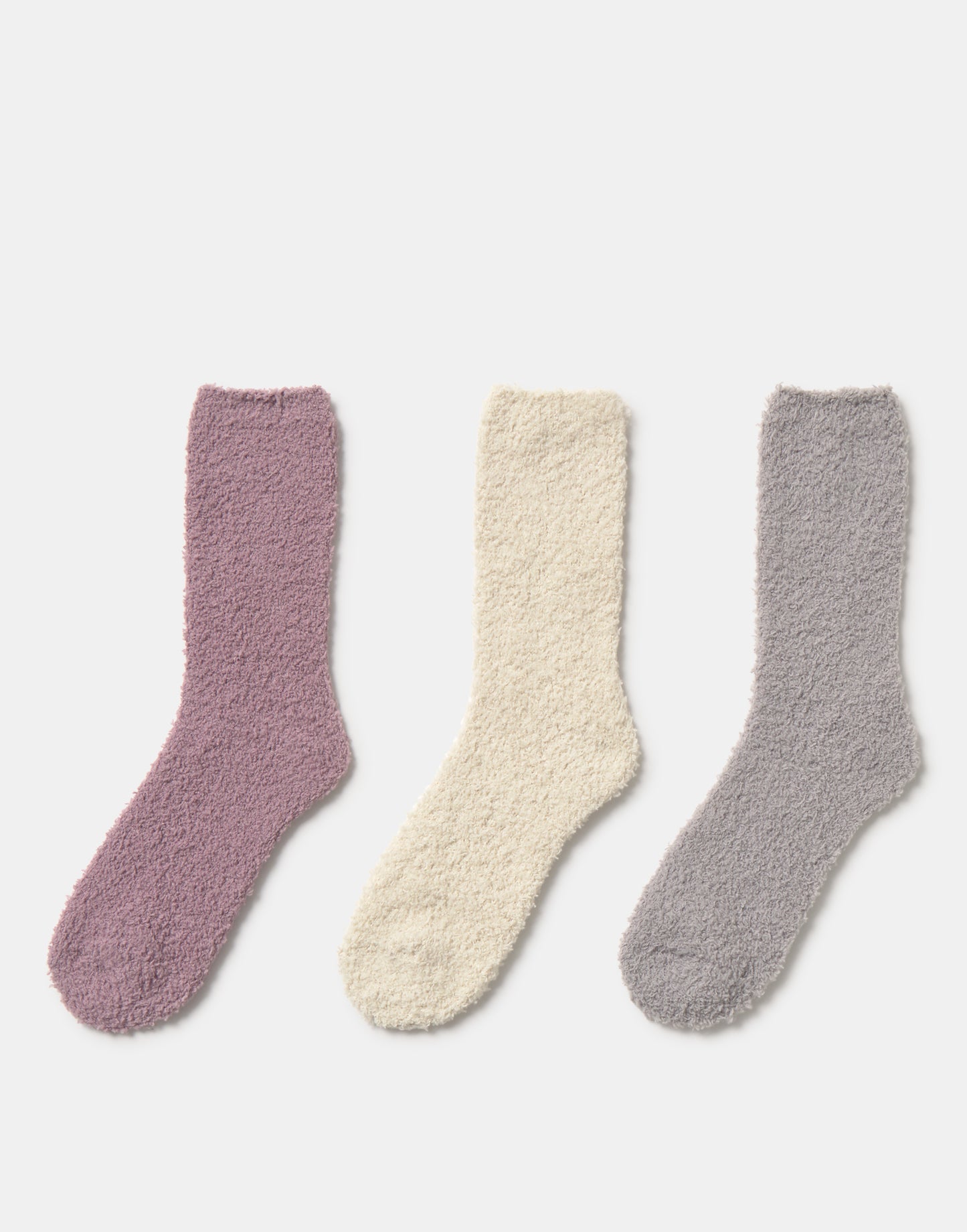 Set aus 3 flauschigen einfarbigen Socken