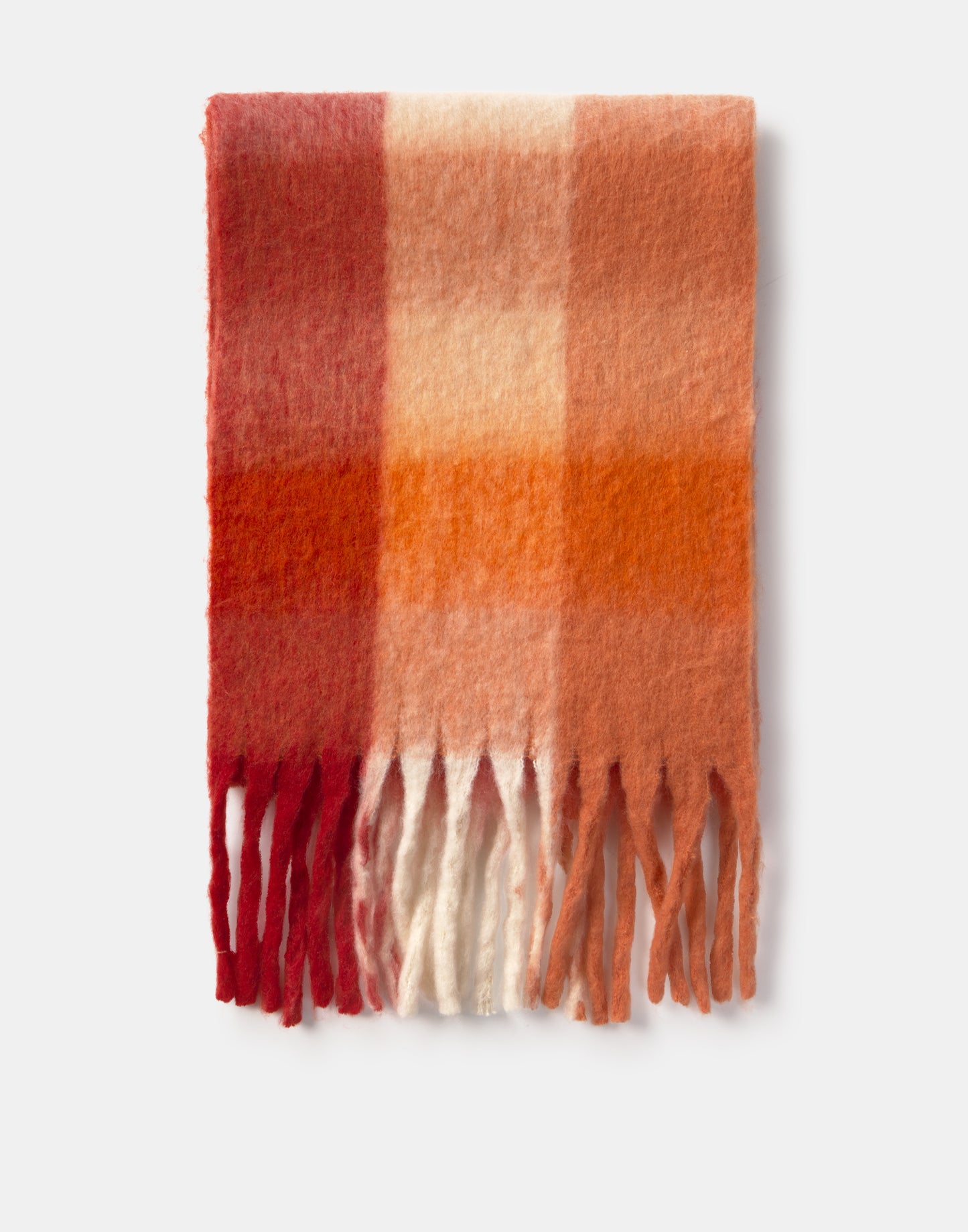 Red check furry scarf