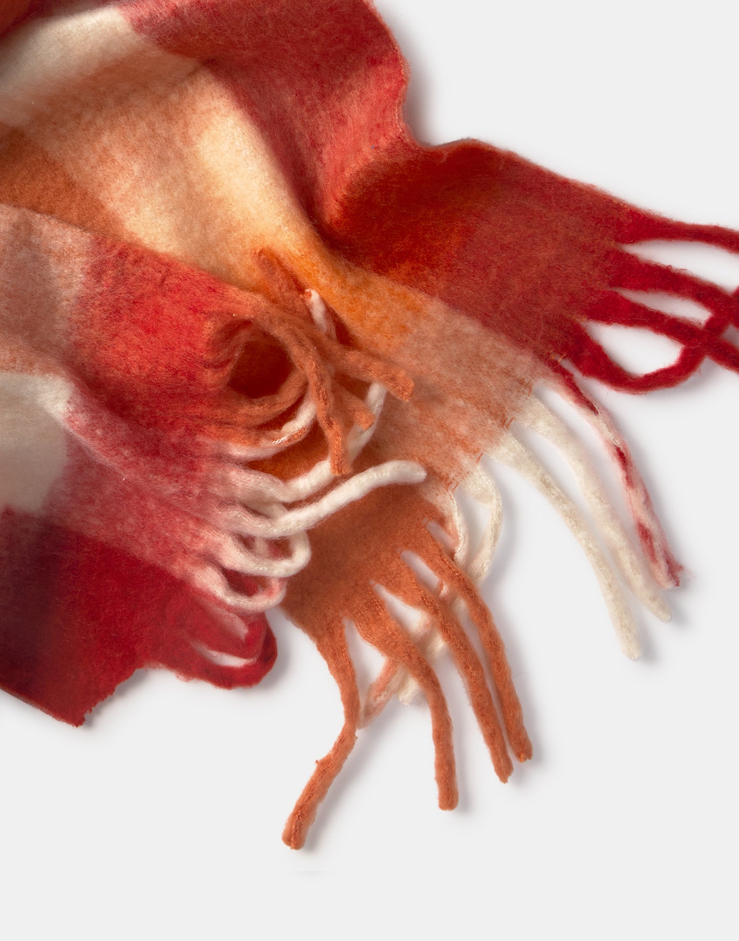 Red check furry scarf