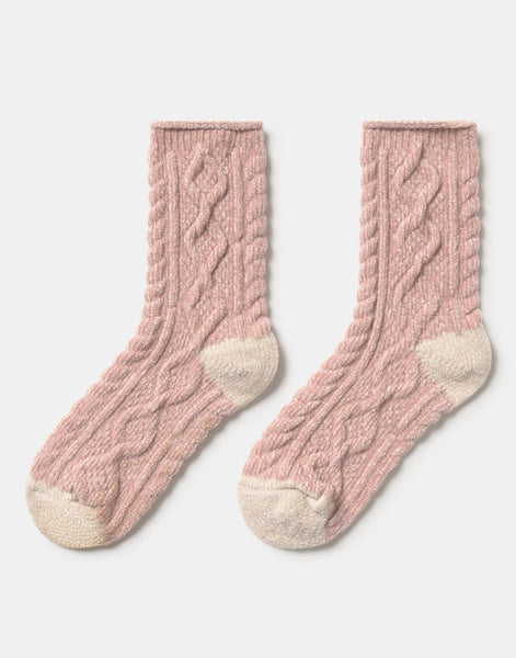 Chaussettes en chenille avec motif torsadé