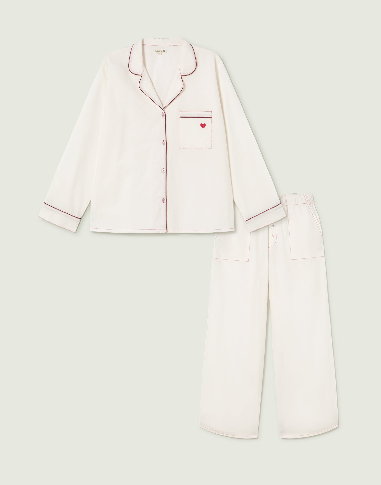 Pyjama en popeline cœur brodé Jaya