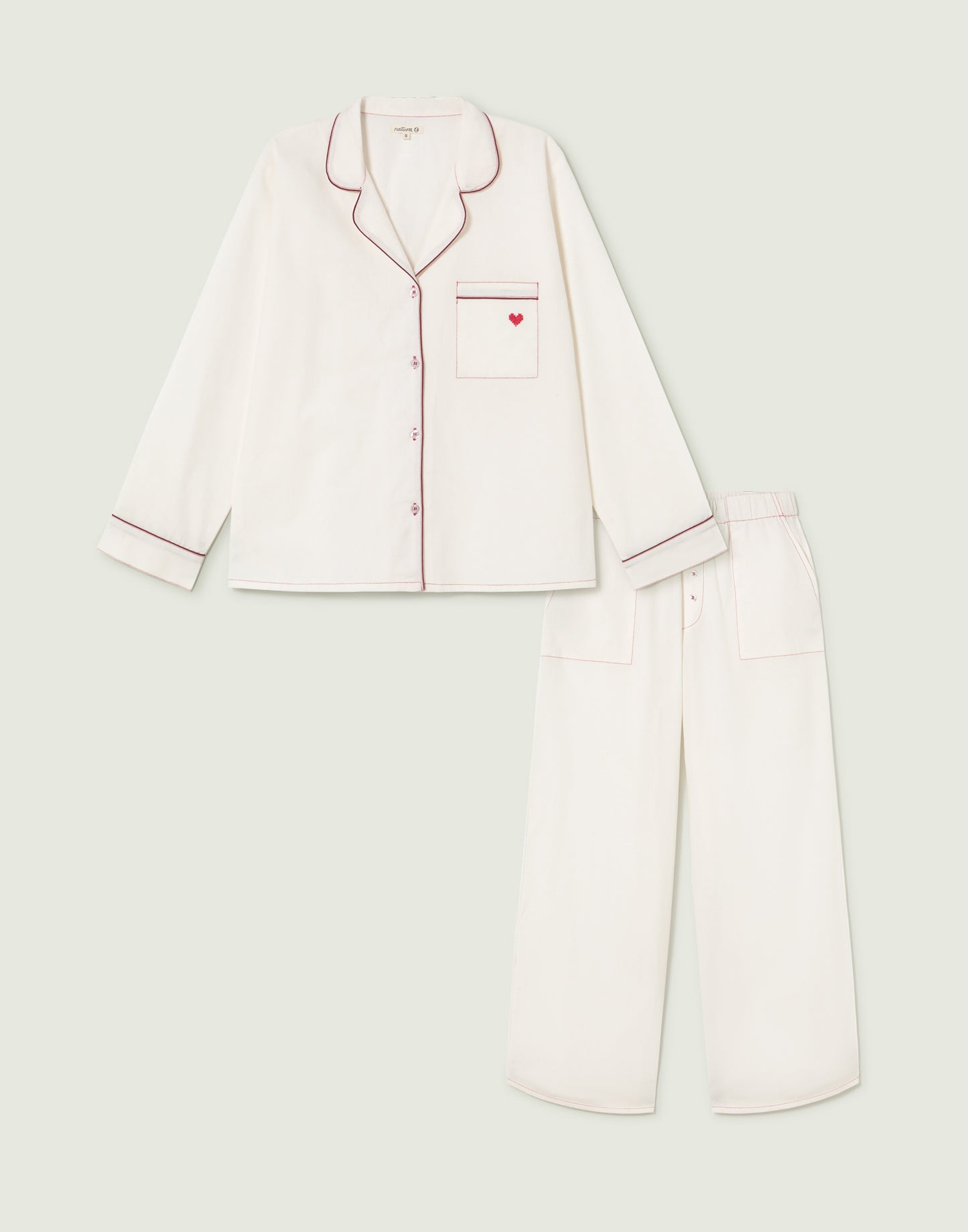 Pigiama in popeline con cuore ricamato Jaya