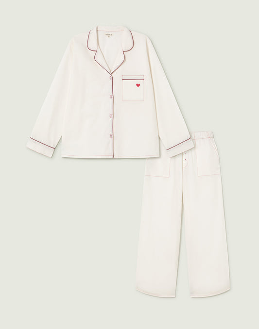 Jaya embroidered heart poplin pyjama set