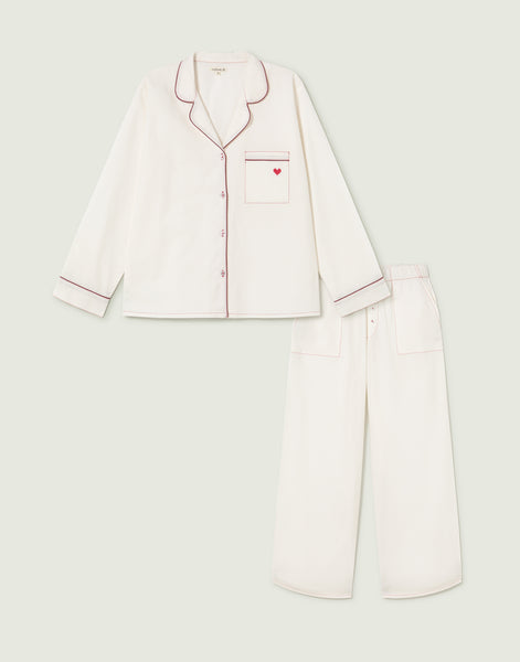 Pigiama in popeline con cuore ricamato Jaya