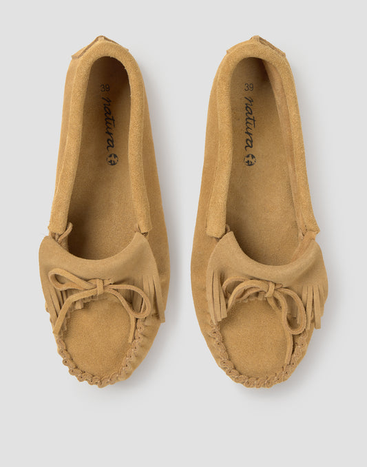 Suede fringe loafers