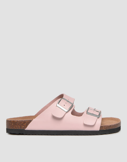 Sandalo ergonomico con doppia fibbia in pelle nappa