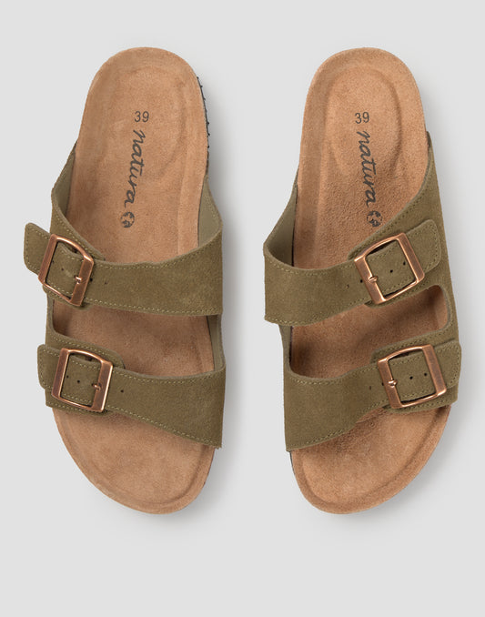 Sandale ergonomique double boucle en cuir