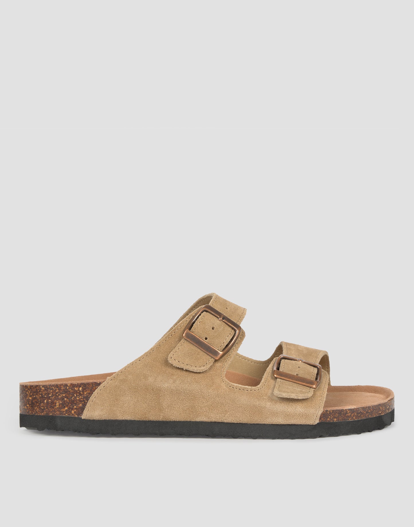 Ergonomic double-buckle leather sandal